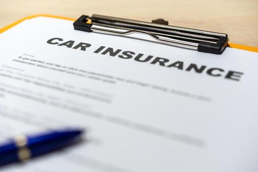 document claim car insurance accident paperwork vehicle rent auto contract or form sell car concept business car insurance finance and pen on desk photo